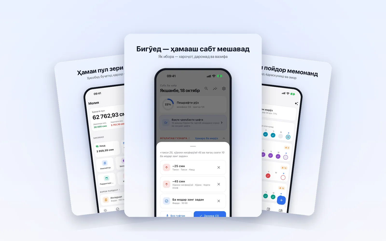 LifeAPP — Ёрдамчии шахсӣ: вазифаҳо, одатҳо ва молия · Android ва iPhone